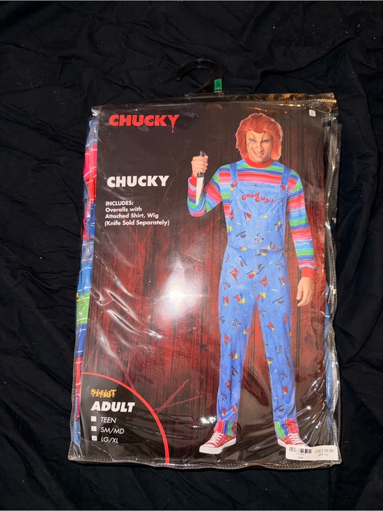 Spirit Other - Spirit Chucky Men’s Blue Overalls Costume with Multicolor Striped Shirt